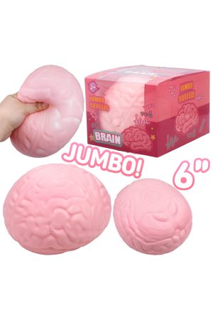 JUMBO 6 Inch Brain Soft Fluffy Slime Filled TPR Squishy
