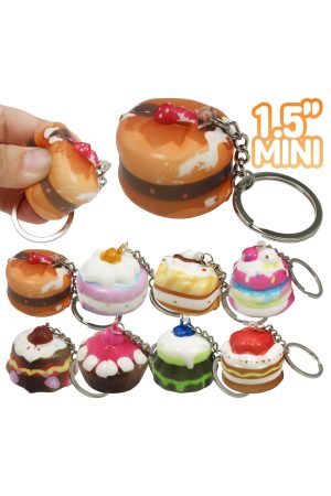 Mini 1.5 Inch Cake Dessert Variety PU Foam Squishy Keychain