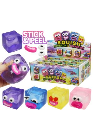 Emoticon Face Clear Cube Maltose Putty Filled TPR Squishy