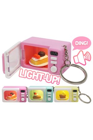 Mini Microwave Dessert LED Light-Up Sound Clicky Keychain