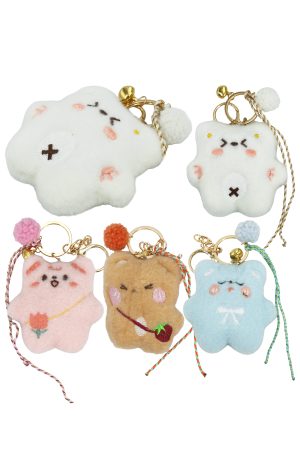 Cute Colorful Fuzzy Bear Variety Plush Doll Key Chain