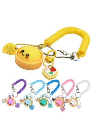 Colorful Bao Bun Dumpling Coiled Wrist Strap Keychain