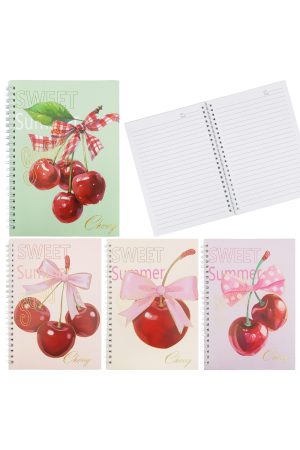 Colorful Pastel Cherries A5 Spiral Bound Notebook - 12 Pcs