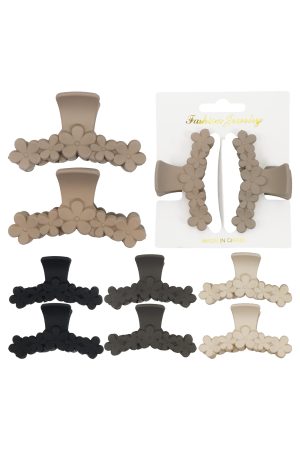 2-Count Neutral Toned Daisies Matte Small Fashion Hair Claw