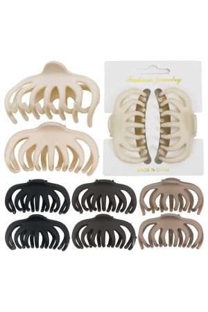 2-Count Neutral Toned Octopus Frame Fashion Hair Claw