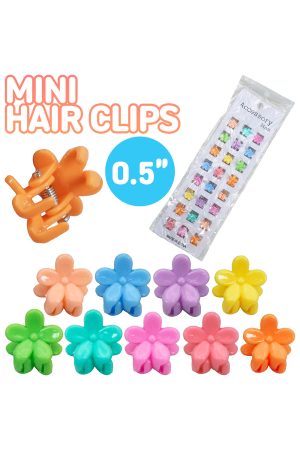 23-Count Colorful Glossy Daisy Flower Micro Mini Hair Clips