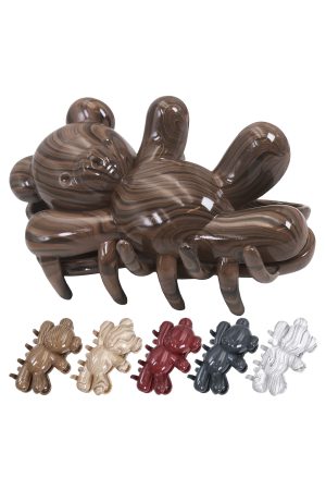 Teddy Bear Faux Wood Grain Plastic Fashion Hair Claw