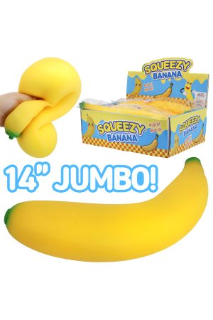 JUMBO 14 Inch Banana Fluffy Slime Filled TPR Squishy - 8 Pcs