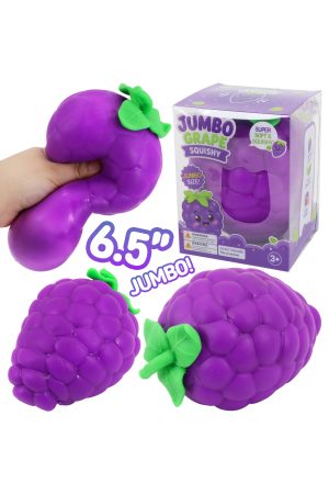 JUMBO 6.5 Inch Grape Fluffy Soft Slime Filled TPR Squishy