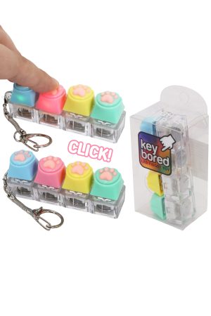 4x1 Animal Paw Light-Up Clicky Fidget Keychain - PVC Box