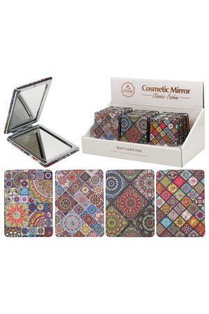 Boho Mandala Mosaic Glittery Rectangular Compact Mirror