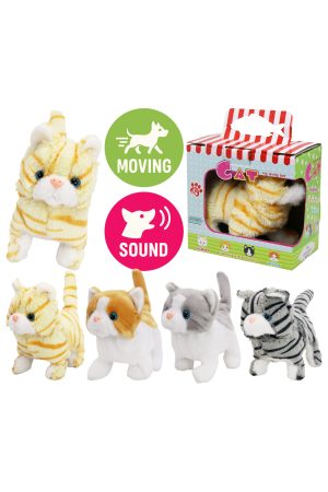 Fuzzy Soft Walking Kitty Cat Sound Toy - 4 Pcs