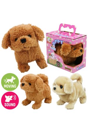 Fuzzy Soft Walking Puppy Dog Sound Toy - 4 Pcs
