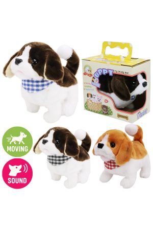 Fuzzy Soft Walking Beagle Puppy Dog Sound Toy - 3 Pcs