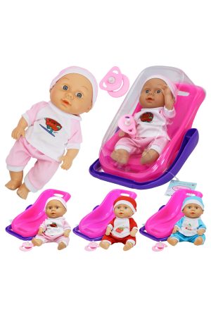 Cute Baby Doll w/ Seat and Pacifier Toy Set - 3 Count