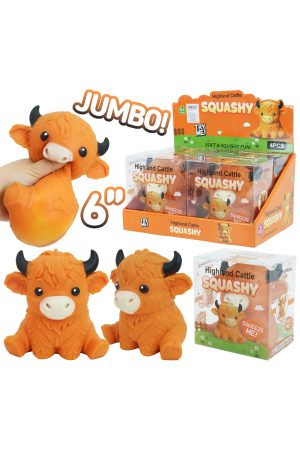 JUMBO 6 Inch Highland Cow Fluffy Slime Filled TPR Squishy