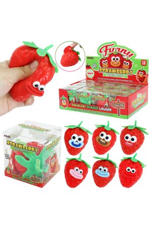 Goofy Smile Strawberry Fluffy Slime Filled TPR Squishy Toy