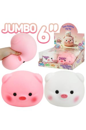 JUMBO 6 Inch Cute Pig Fluffy Slime Filled TPR Squishy