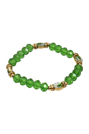 St. Jude Charm Green Gemstone Stretch Bracelet