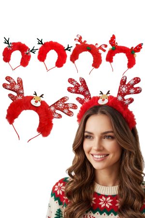 Christmas Reindeer Fuzzy Faux Red Fur Headband