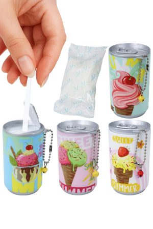 Ice Cream Print Soda Pop Can Mini Wet Wipes Key Chain