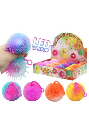 Two-Tone Spikey Puffer LED Light-Up Squishy Ball Toy