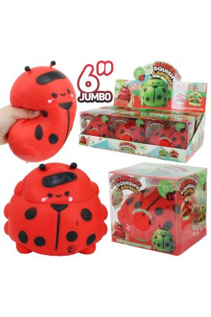 JUMBO 6 Inch Red Ladybug Fluffy Slime Filled TPR Squishy