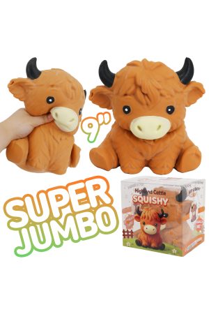 BIG JUMBO 9 Inch Highland Cow Fluffy Slime Filled Squishy