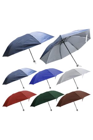 Solid Silver Interior Manual 7-Panel 3-Fold Compact Umbrella