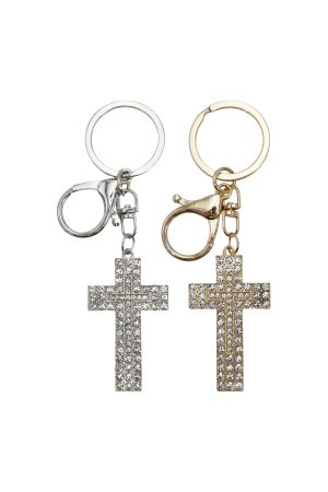 Cross Bling Rhinestone Metal Alloy Keychain
