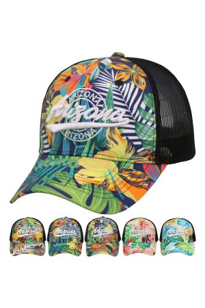 Arizona Tropical Floral Palm Leaf Trucker Hat