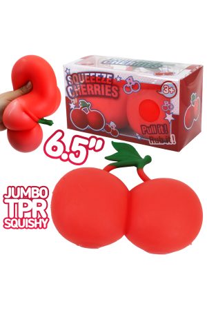 JUMBO 6.5 Inch Cherry Fluffy Slime Filled Squishy - PVC Box