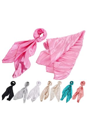 Solid Color Faux Satin Square Scarf w/ Ring Slide