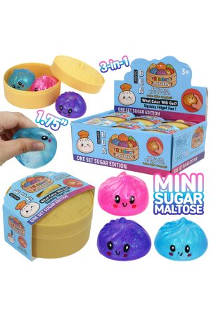 3-in-1 Mini Dumpling Glitter Maltose Squishy - 1.75 Inch