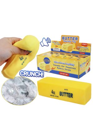 Yellow Butter Crunchy Bead Slime Filled TPR Squishy