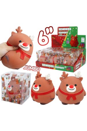 JUMBO 6 Inch Cute Reindeer Fluffy Slime Filled Squishy Toy