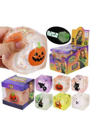 Halloween Glow In Dark Glittery Sugar Maltose Cube Squishy