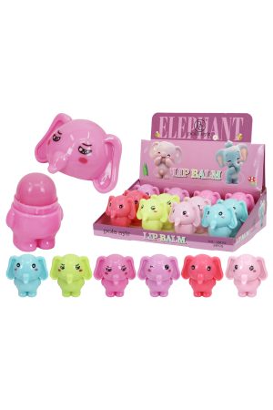 Cute Elephant Soft Touch Fruity Scented Lip Balm - 12 Pcs
