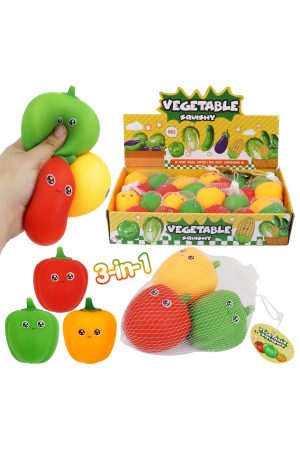 3-Count Mini Bell Pepper Fluffy Slime Filled Squishy Toy