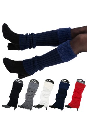 Fuzzy Faux Fur Ribbed Knit Leg Warmers