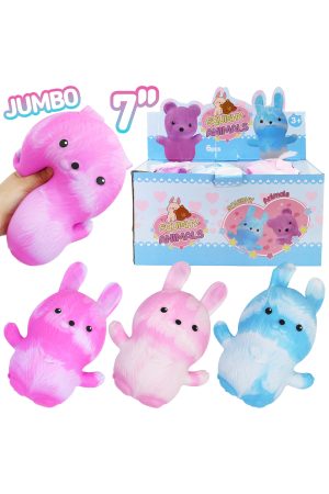 JUMBO 7 Inch Pastel Marble Bunny Fluffy Slime Filled Squishy