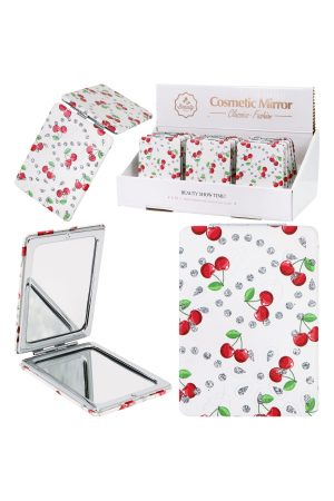 Cherry All-Over Glitter Compact Mirror