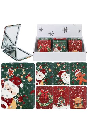 Cute Christmas Characters Glitter Rectangular Compact Mirror