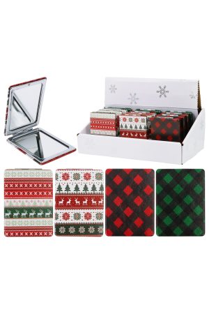Assorted Christmas Pattern Print Rectangular Compact Mirror
