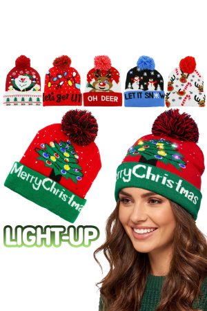 Christmas Variety LED Light-up Pom Pom Beanie