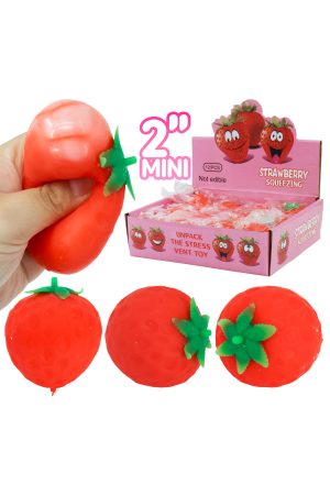 2 Inch Mini Strawberry Fluffy Slime Filled TPR Squishy Toy