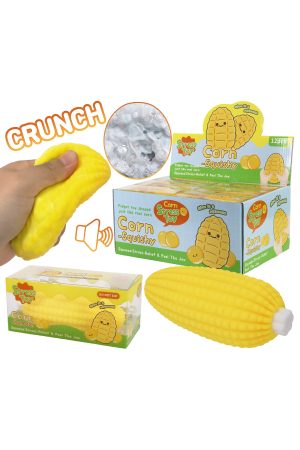 Yellow Corn Crunchy Bead Soft Slime Filled TPR Squishy