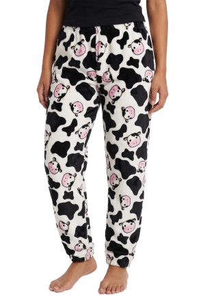 Cute Cow Fuzzy Fleece Lounge Pajama Pants