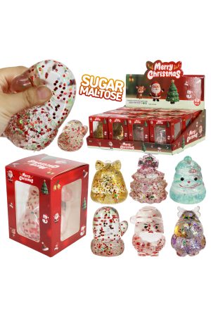 Assorted Christmas Glittery Maltose Filled TPR Squishy