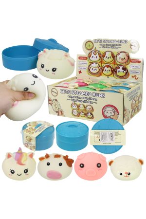 Cute Animal Fluffy Slime Filled Bao Bun Dumpling TPR Squishy